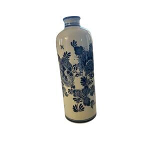 Bols Delft Blue White Holland Ceramic Floral Vase Bottle Porcelain Decanter